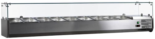 79-inch Refrigerated Topping Rail with Glass Guard