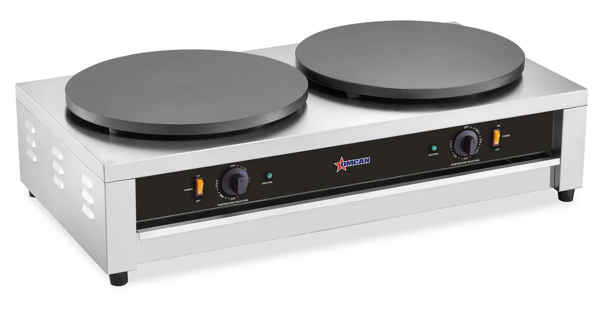 34" Electric Cast Iron Crepe Maker with Dual 16" Griddles – 120 V, 2 x 1750W