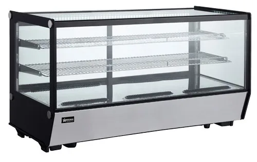48″ Two (2) Shelf Square Glass Countertop Refrigerated Showcase, 7.13 cu. ft. (202 L), Stainless Steel