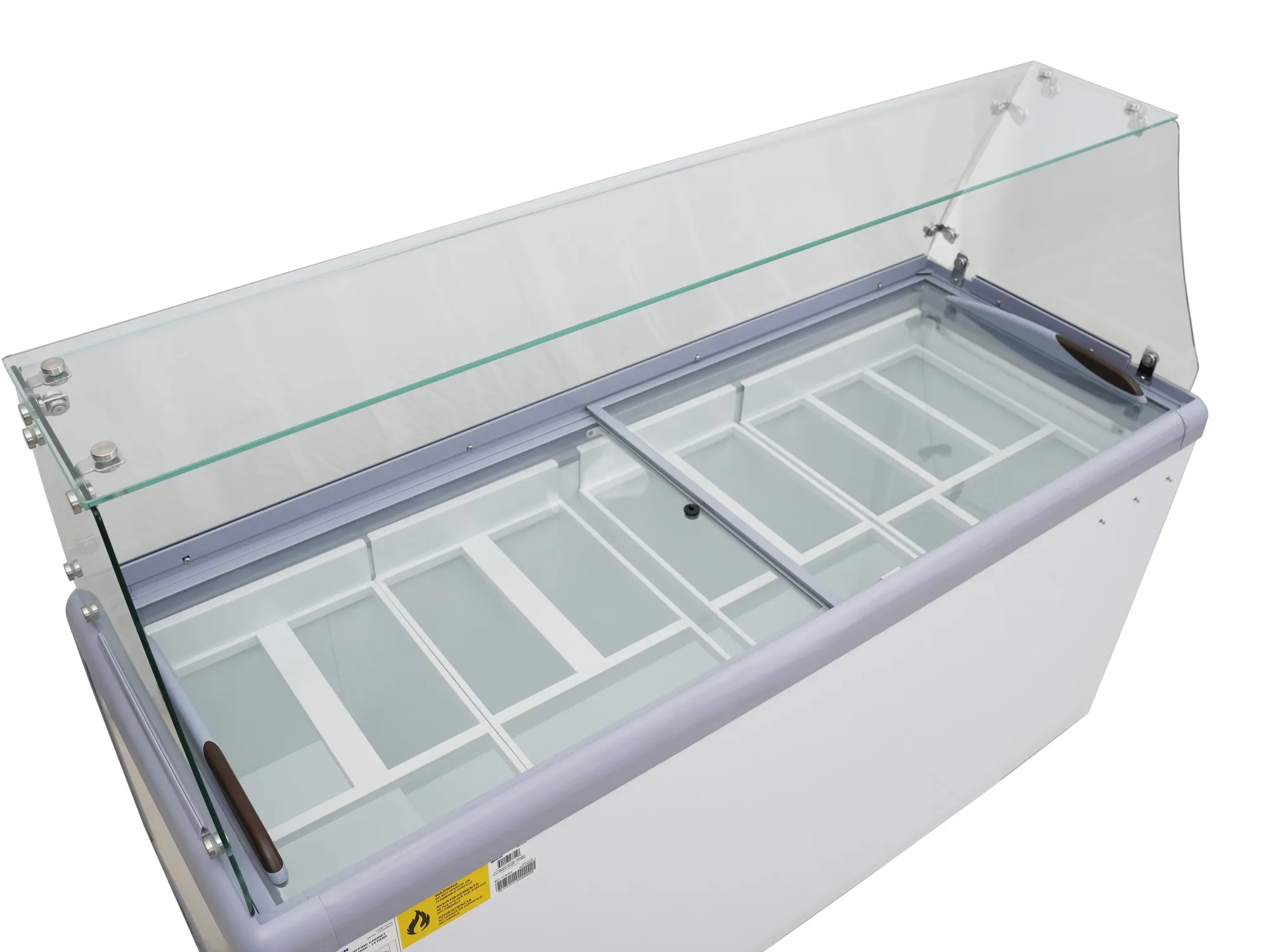 71″ Thirteen (13) Pan Gelato Dipping Cabinet with Flat Sneeze Guard and Pans (WITHOUT SNEEZE GUARD)