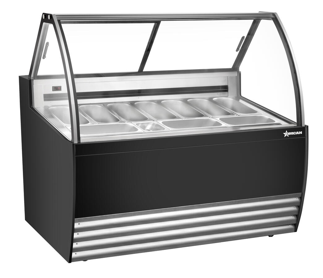 55″ Gelato Display Showcase (Black Exterior) with 10 Pans