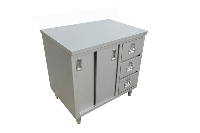 24″ x 48″ Stainless Steel Worktable With Cabinets And Drawers