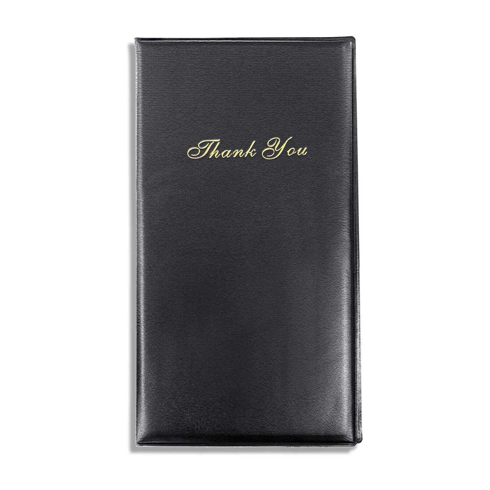 Bill Holder with Credit Card Receptacle with embossed 'Thank You' golden imprint, Black