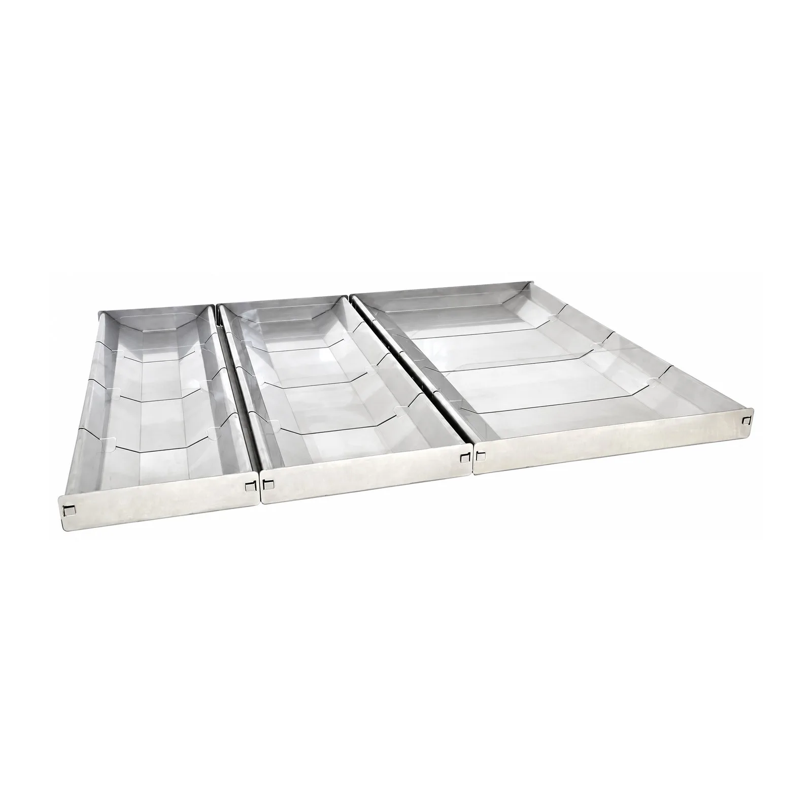 28.5″ x 10.75″ x 2″ Reversible Stainless Steel Tray with Clear Dividers