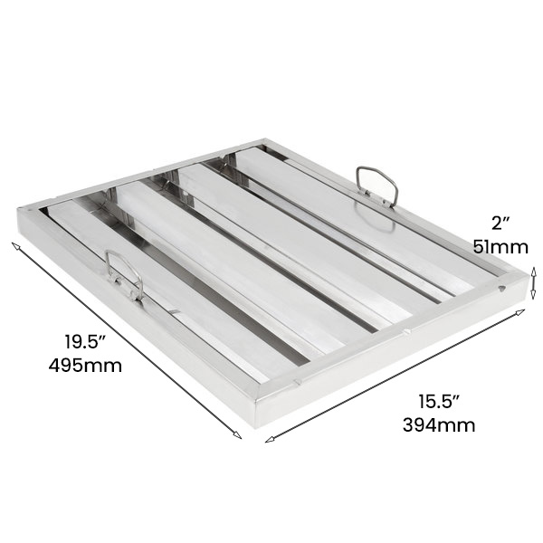 20″(H) x 16″(W) x 2″(T) Stainless Steel Range Hood Filter