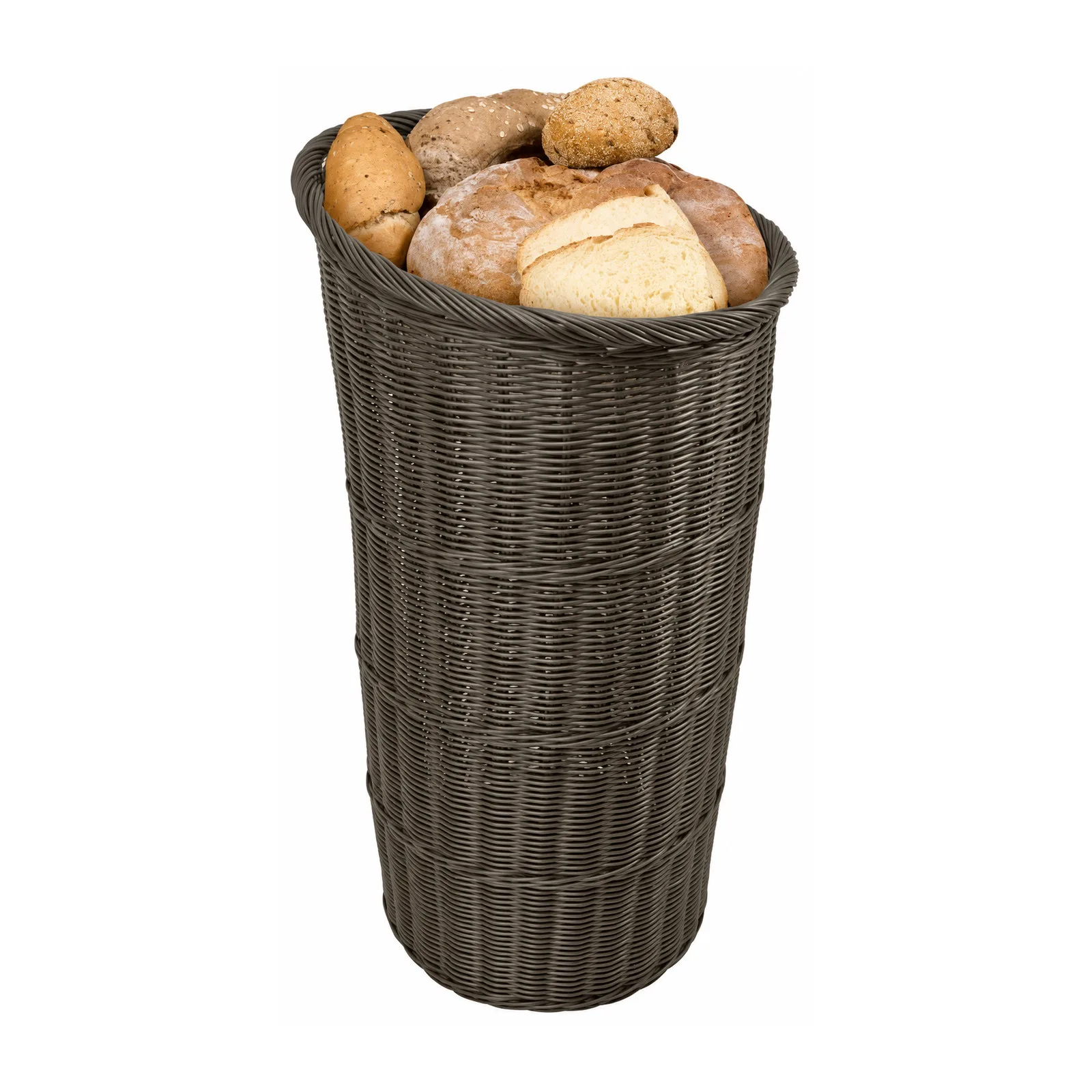 Round Brown Tapered Basket with Round Tray