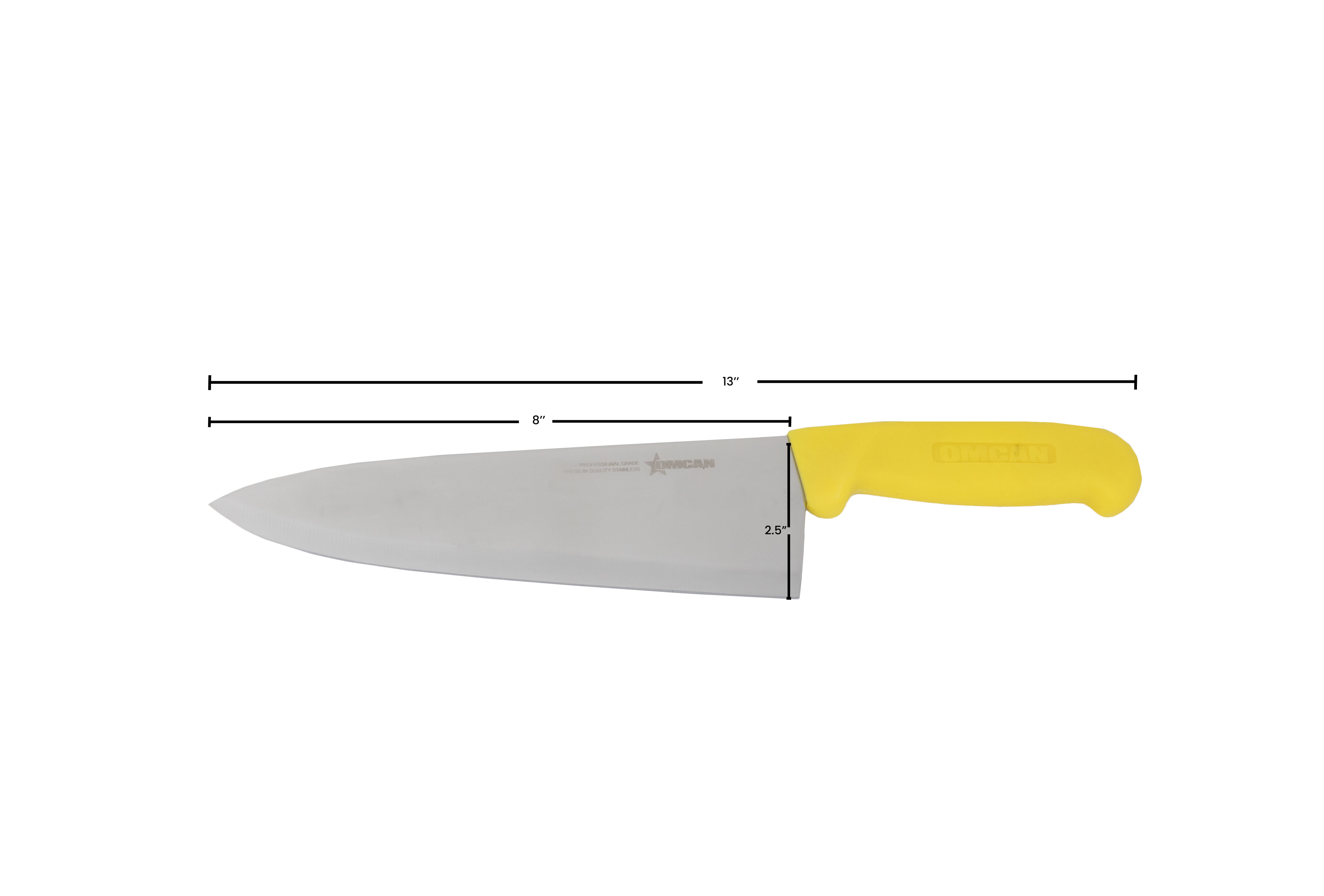 8-inch Medium Cook Knife with Yellow Polypropylene Handle