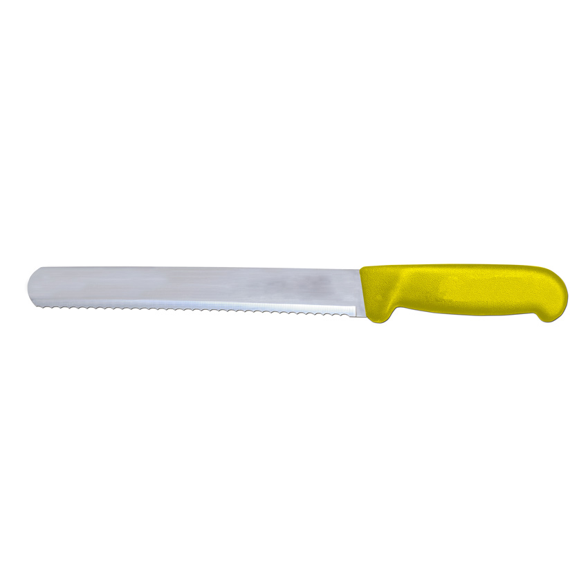 10-inch Slicer Straight Wave Edge Knife with Yellow Polypropylene Handle