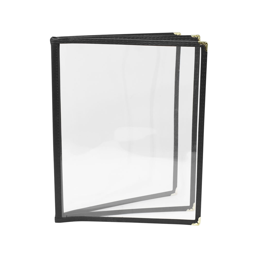 9 1/2″ x 11 3/4″ Black Three-Page Menu Holder