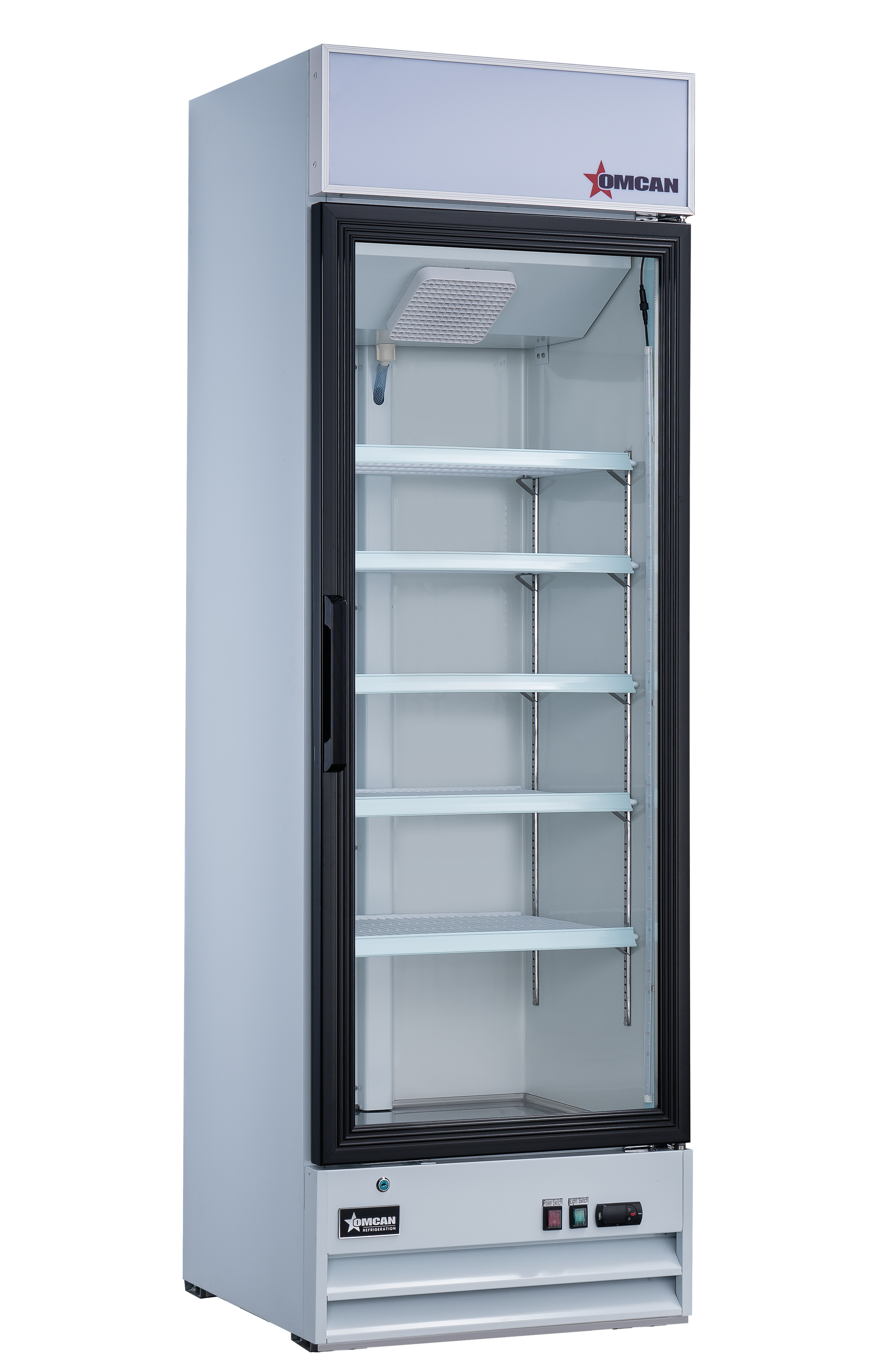 26″ One (1) Glass Door Display Refrigerator with Lightbox, 14 cu.ft. (396 L), White