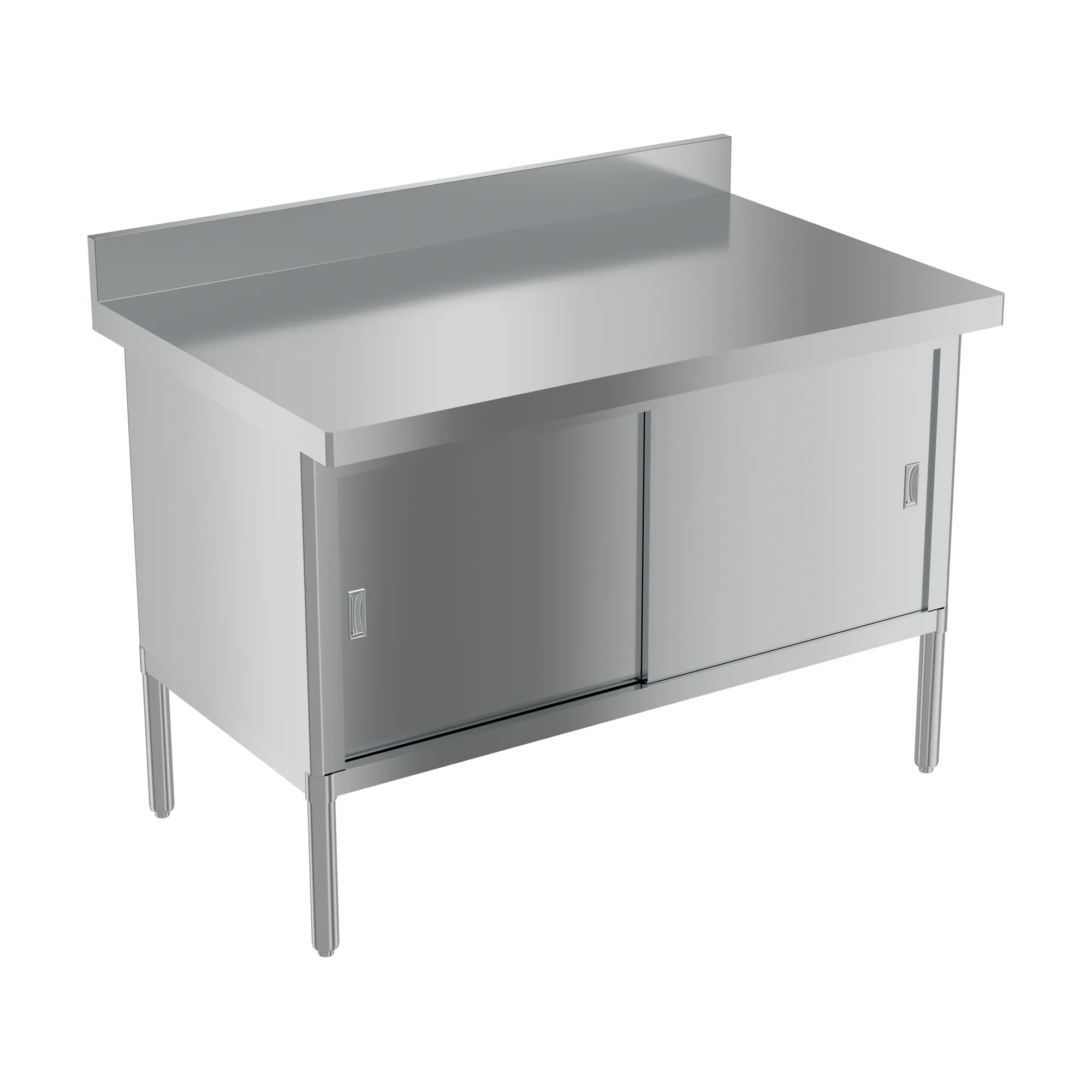 30″ x 48″ 430 Stainless Steel Knock-down Worktable with 4″ Backsplash – Flush Edge