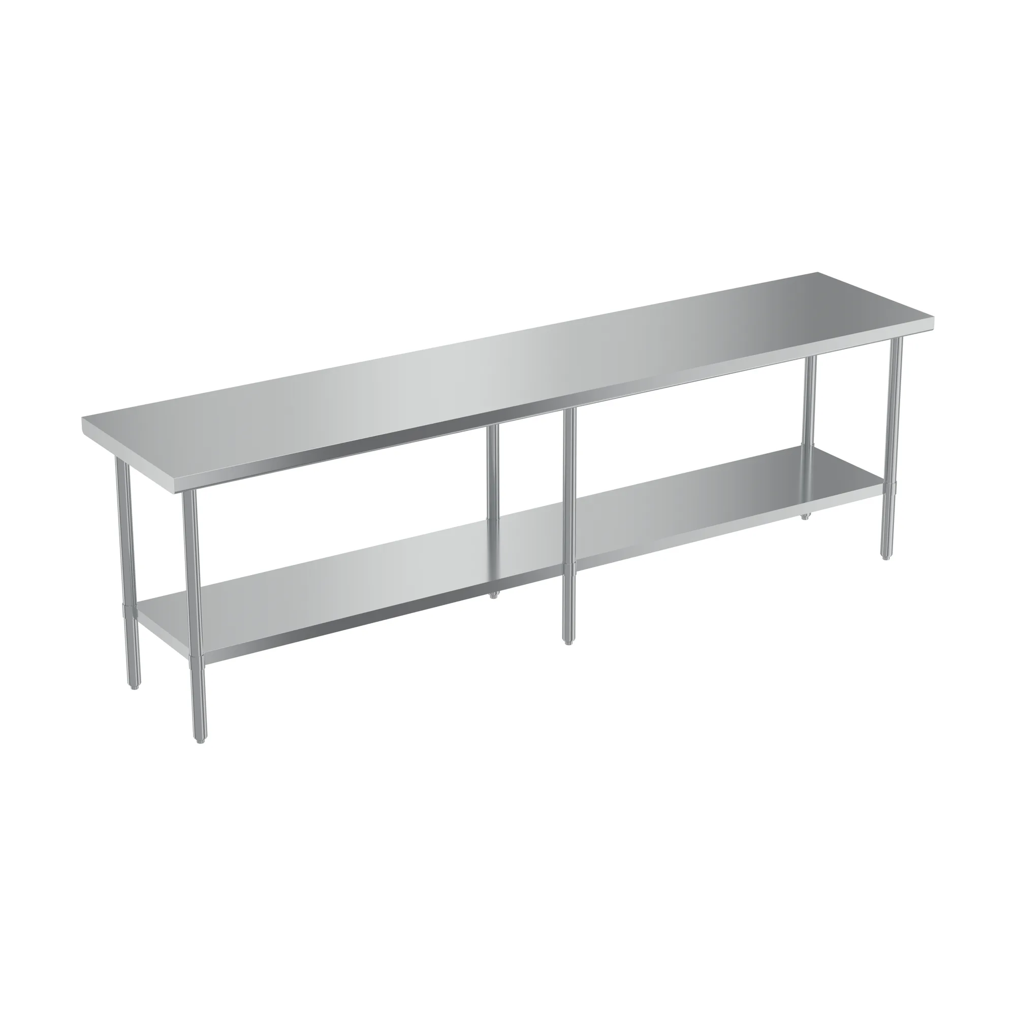 24″ x 108″ 20 Gauge 430 All Stainless Steel Worktable with Stainless Steel Undershelf and Legs