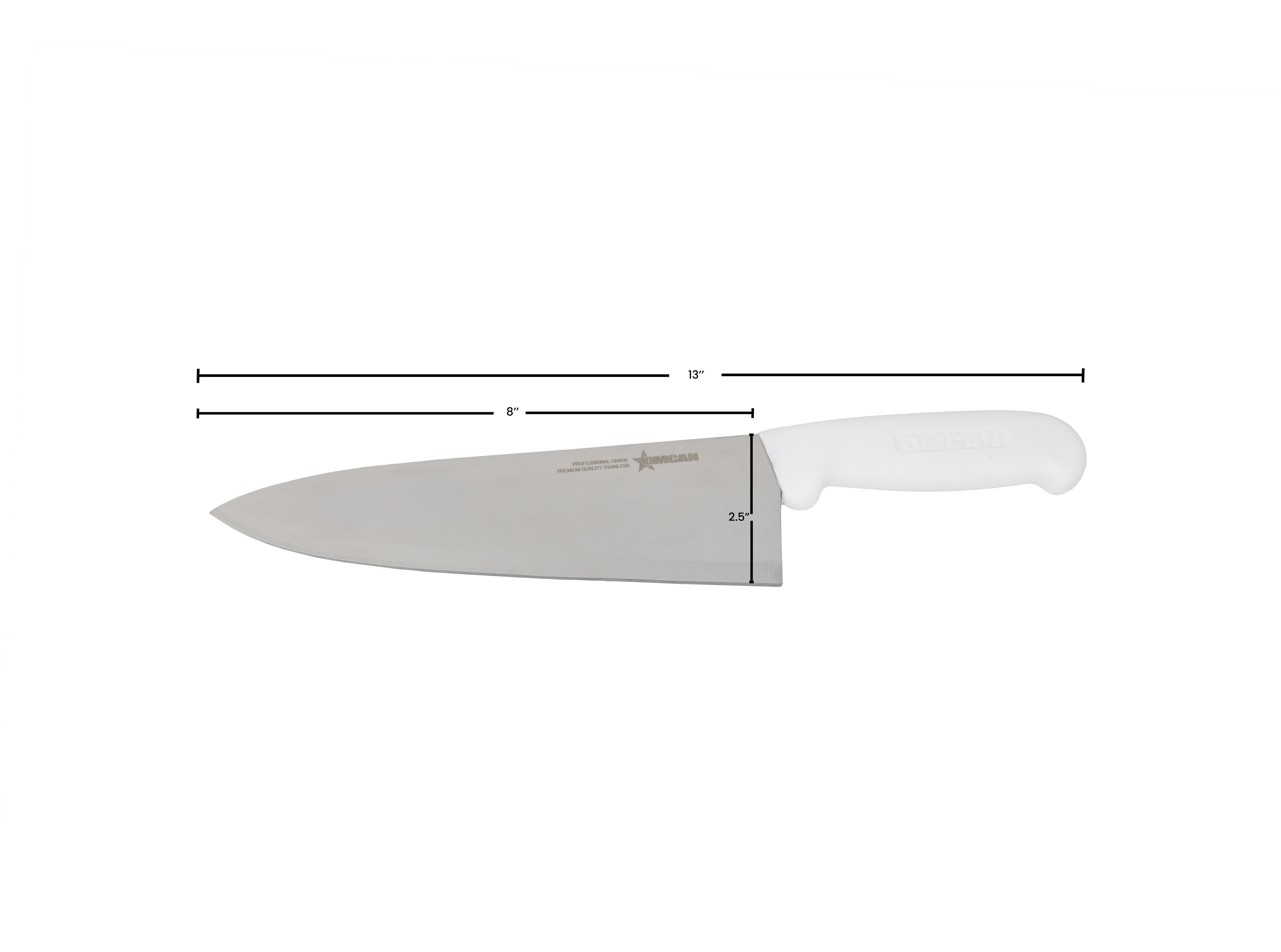 8-inch Medium Cook Knife with White Polypropylene Handle