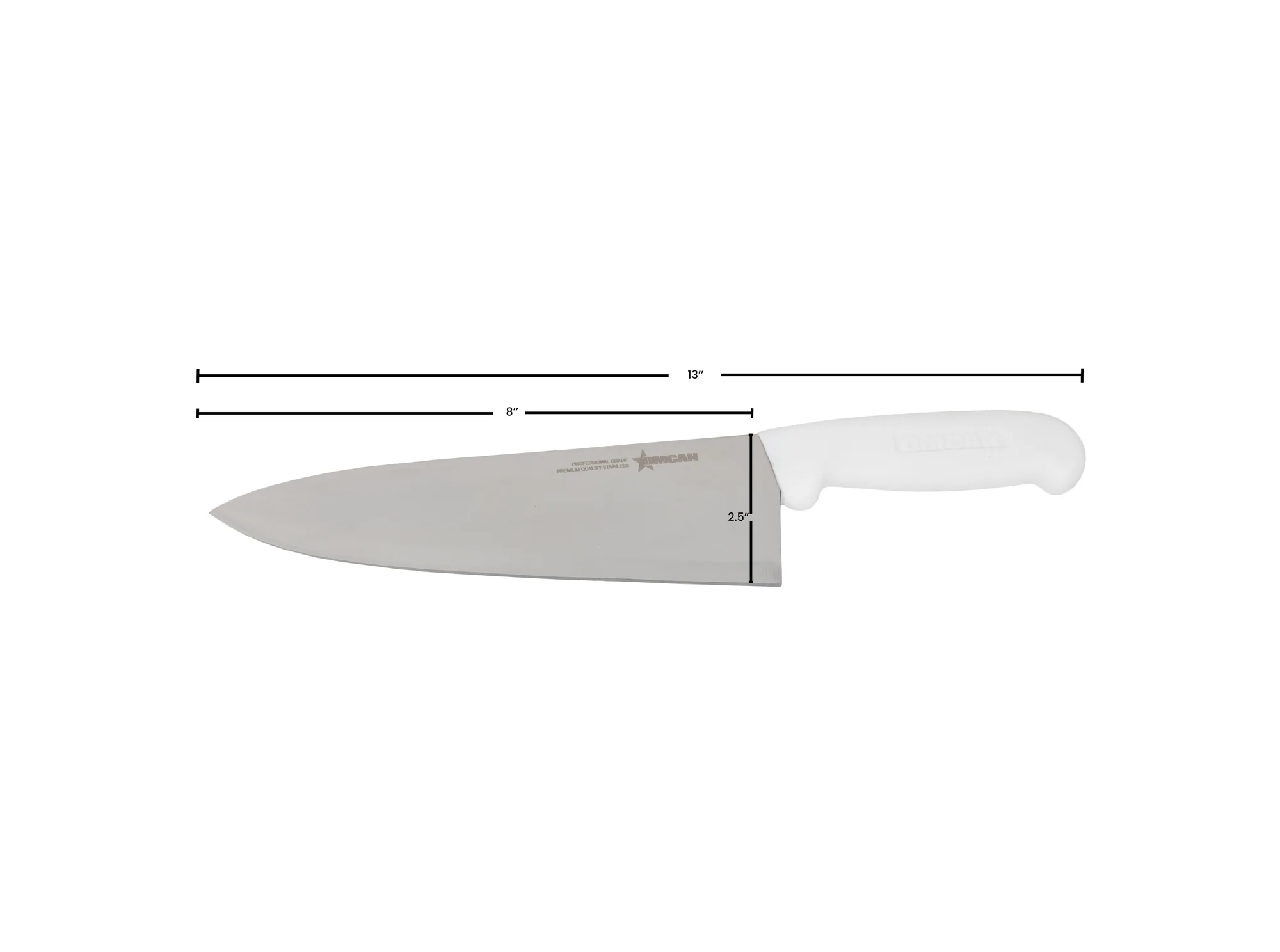 8″ Medium Cook Knife with White Polypropylene Handle