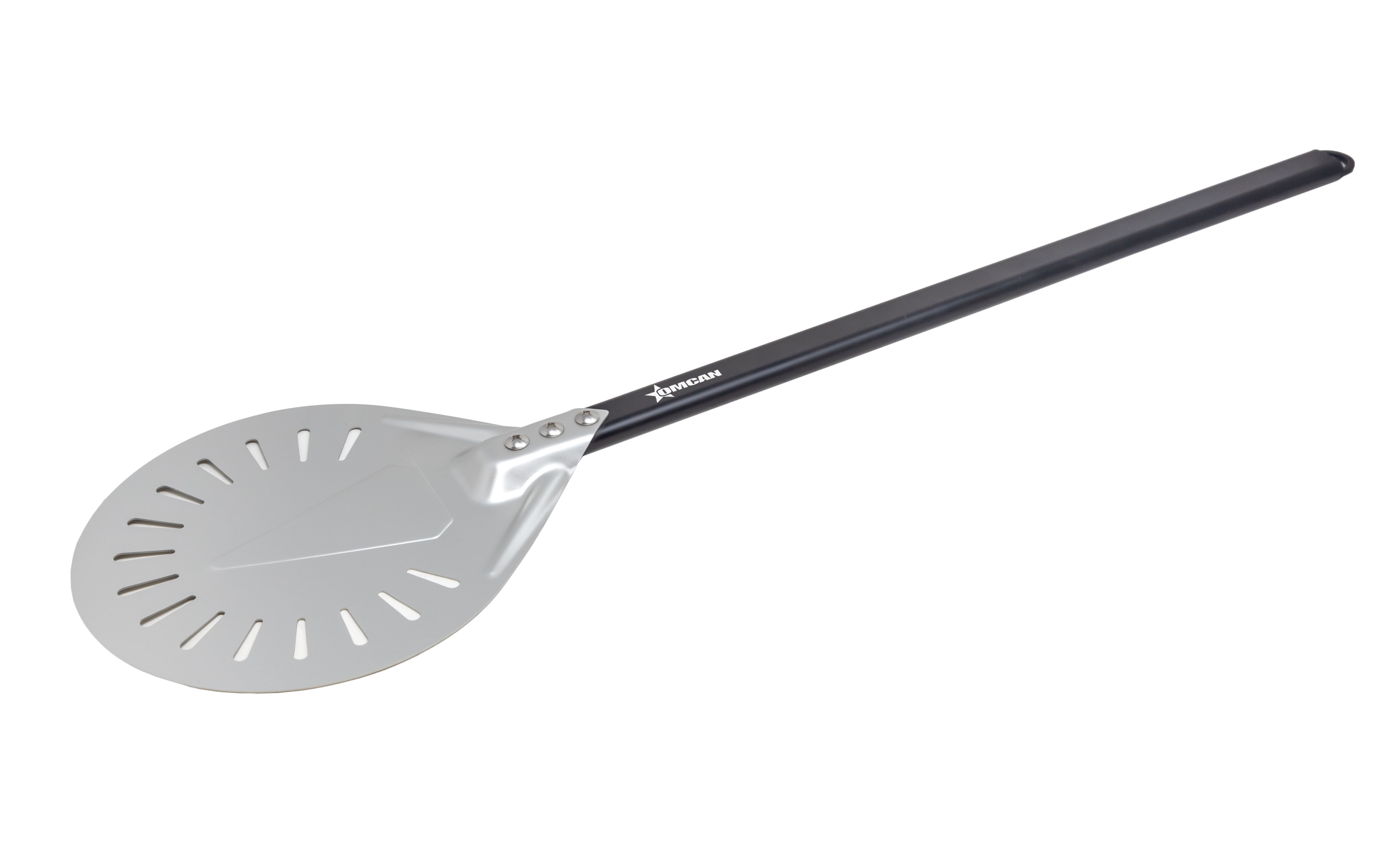 43-1/3” Perforated Aluminum Pizza Peel with 9” Round Blade