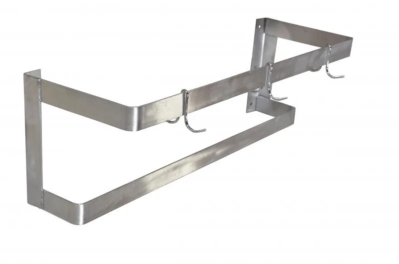 60″ Wall-Mounted Pot Rack with 5 pc. Plated Pot Hooks