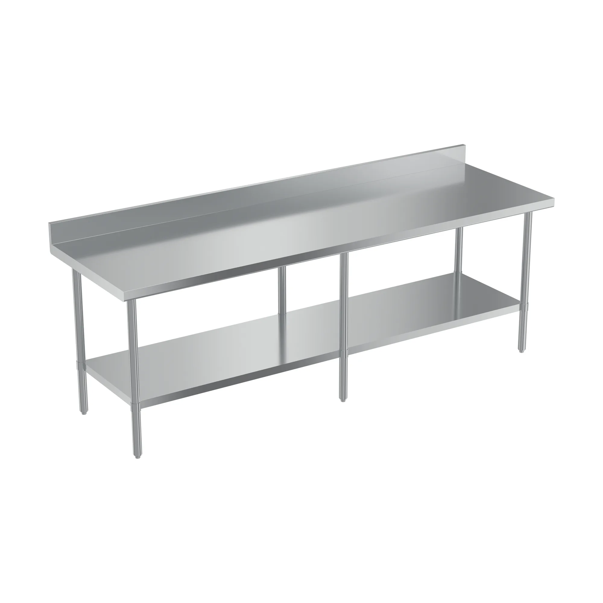 30″ x 96″ 20 Gauge 430 All Stainless Steel Work Table with Backsplash