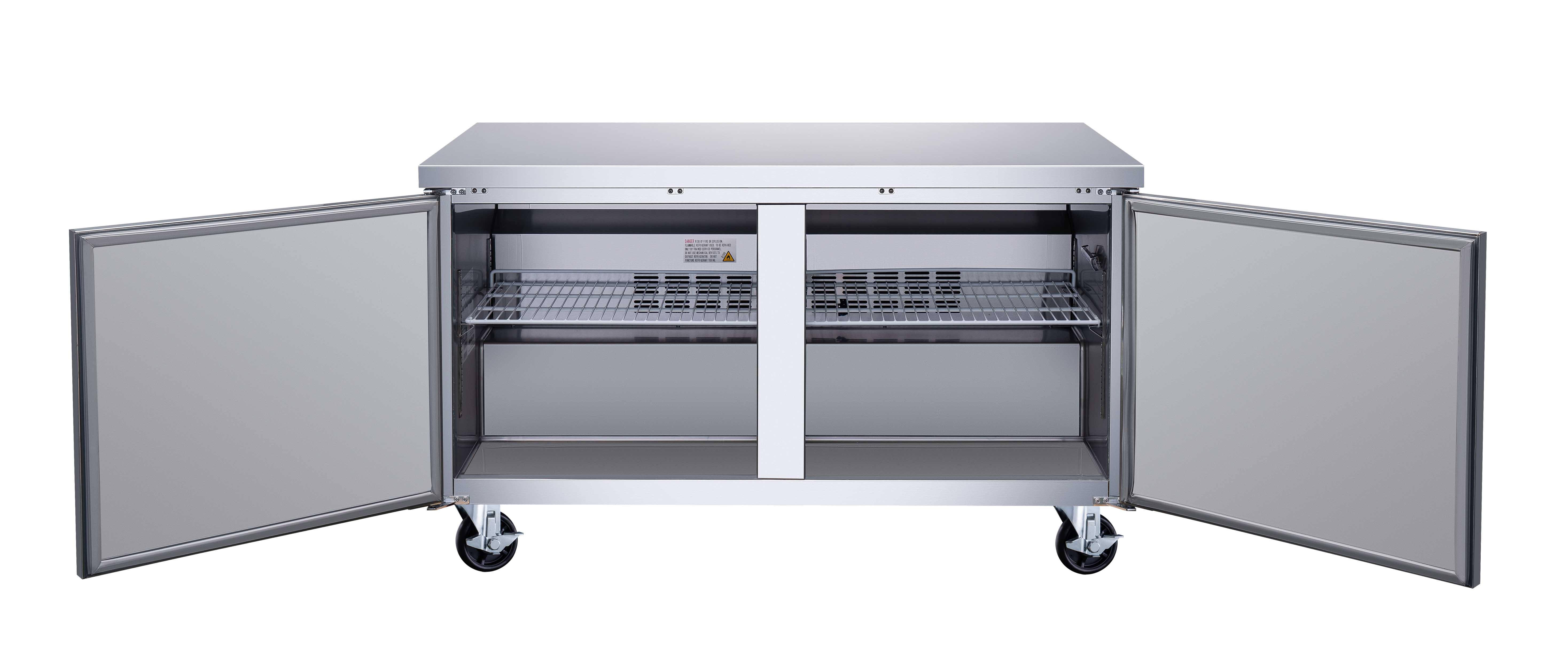 60″ Two (2) Door Undercounter Freezer, 15 cu.ft. (425 L), Stainless Steel