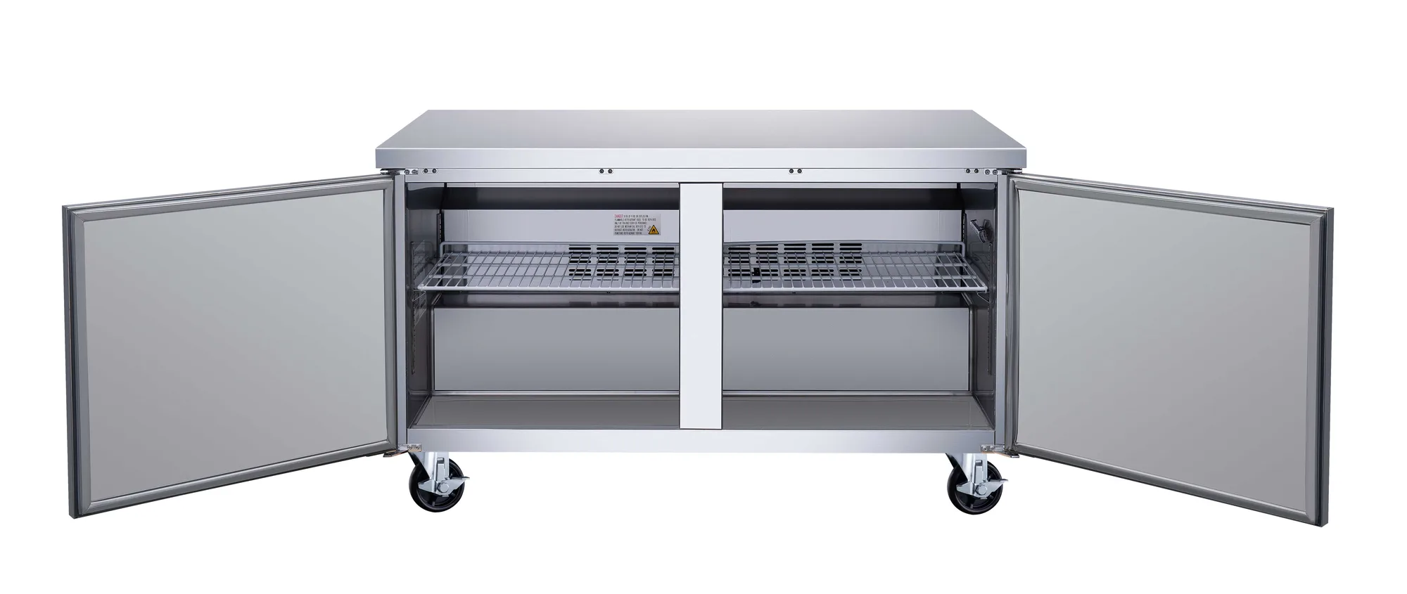 60″ Two (2) Door Undercounter Freezer, 15 cu. ft. (425 L), Stainless Steel