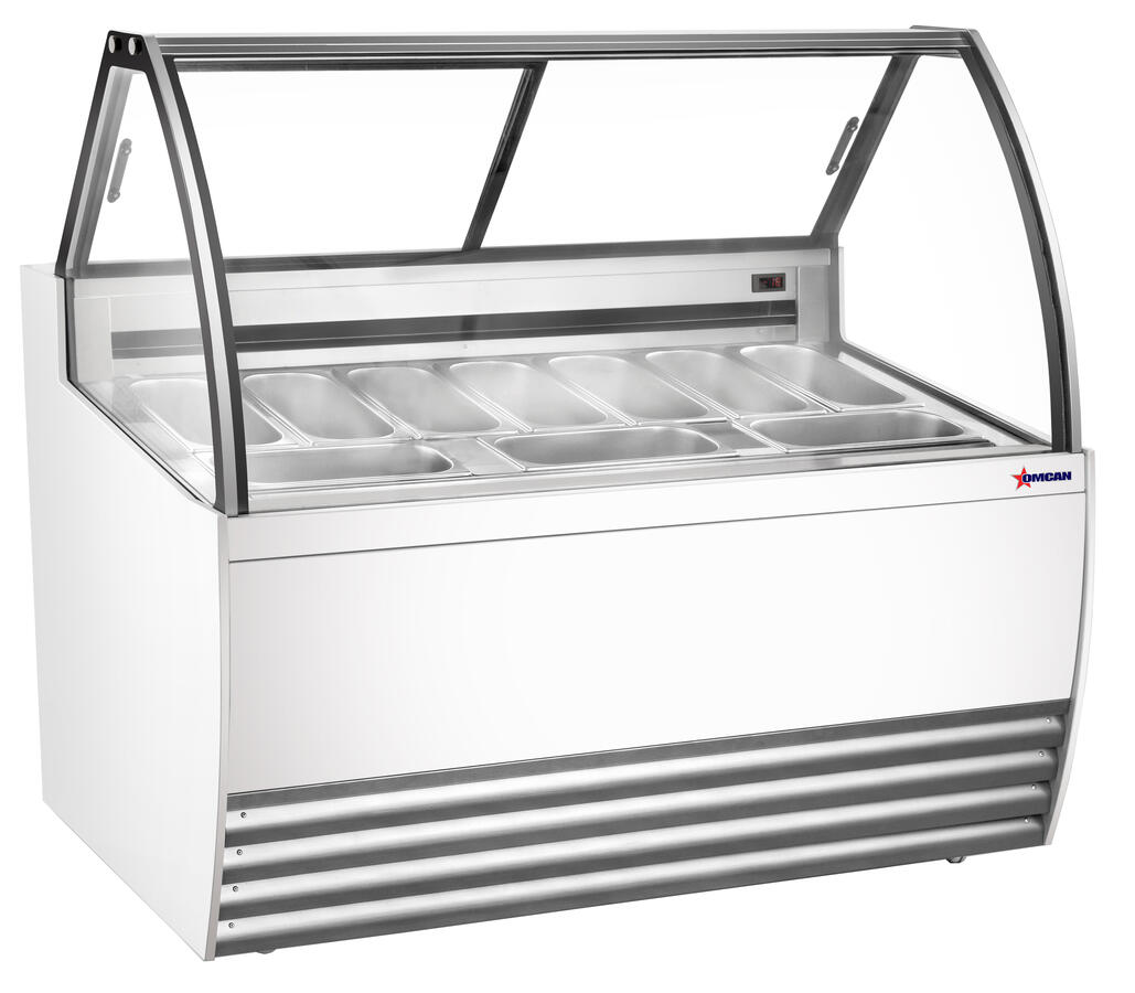 55″ Gelato Display Showcase (White Exterior) with 10 Pans