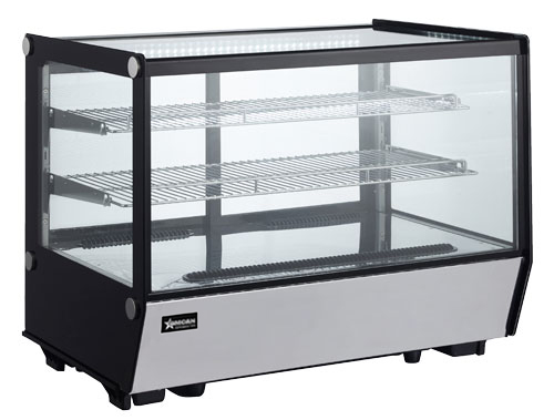 35″ Two (2) Shelf Square Glass Countertop Refrigerated Showcase, 5.65 cu.ft. (160 L), Stainless Steel