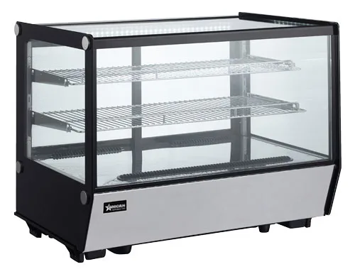 35″ Two (2) Shelf Square Glass Countertop Refrigerated Showcase, 5.65 cu. ft. (160 L), Stainless Steel