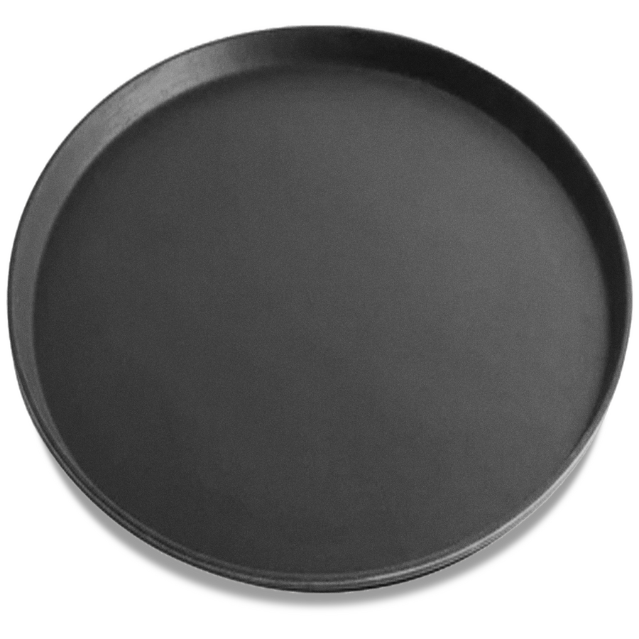 16-inch Non-slip Black Round Fiberglass Service Tray