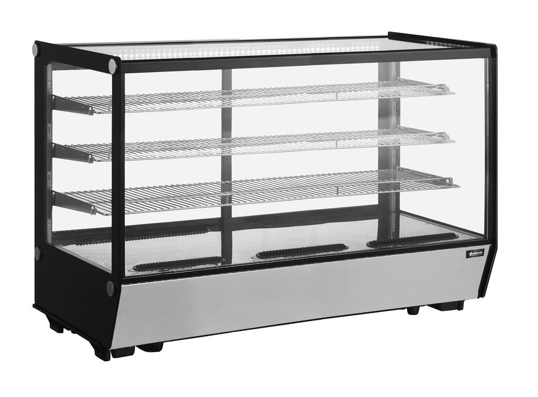 60″ Three (3) Shelf Countertop Square Glass Refrigerated Display, 10 cu.ft. (277 Liters)