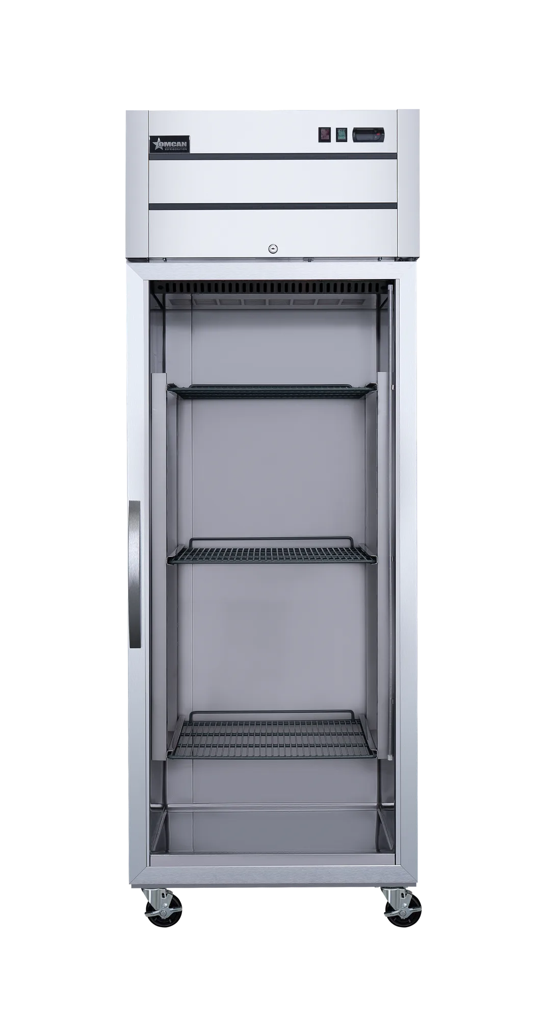29″ One (1) Glass Door Top Mounted Reach-In Refrigerator, 21.5 cu. ft. (609 L), Stainless Steel