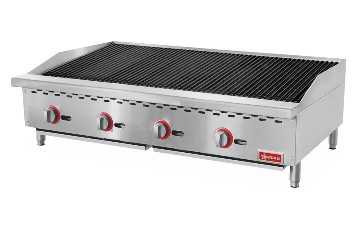 48″ Countertop Radiant Gas Charbroiler, 4 burners, 140,000 BTU