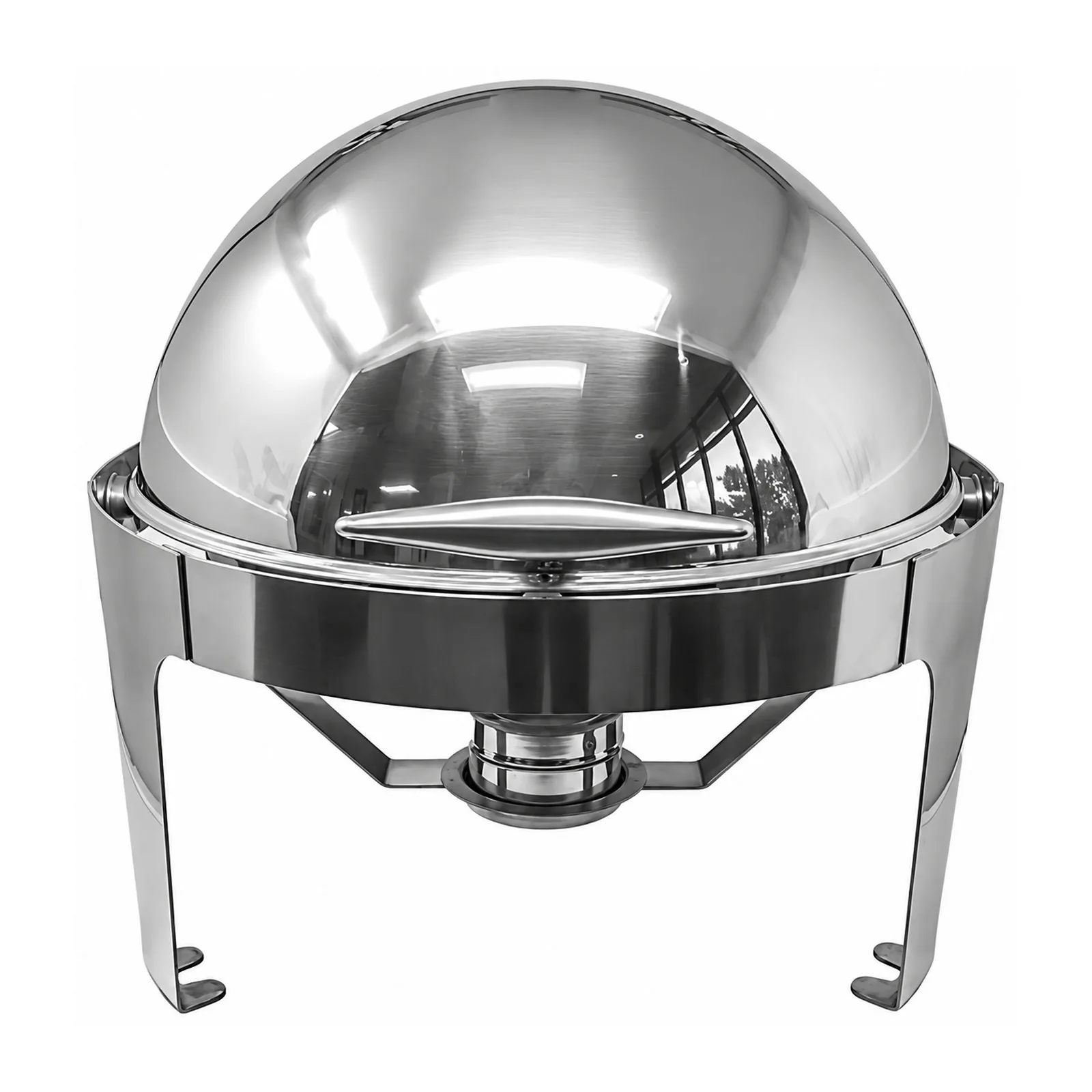 6 qt (5.6 L) Stainless Steel Round Chafing Dish with Roll Top Lid