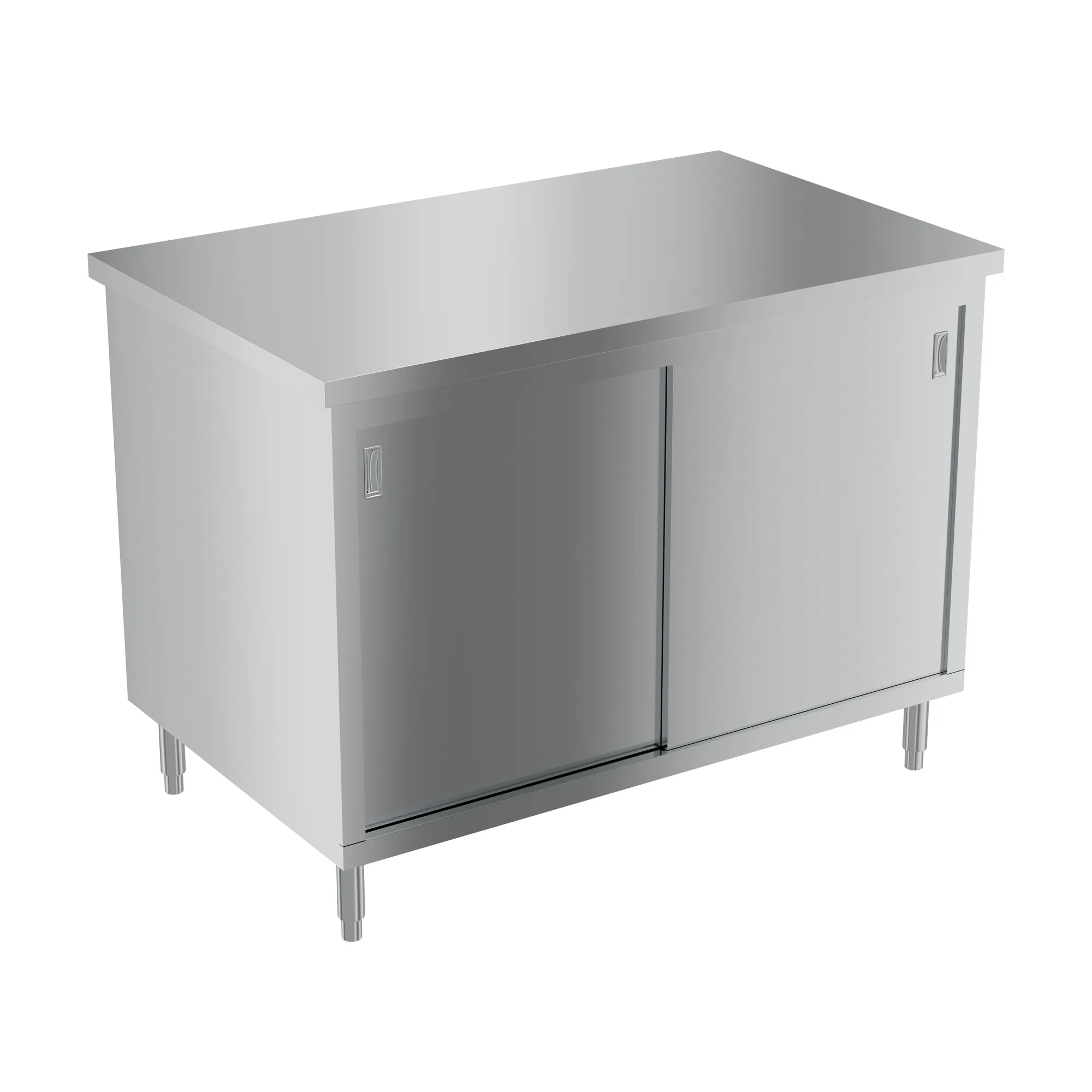 30″ x 48″ Stainless Steel Worktable With Cabinets and Sliding Door