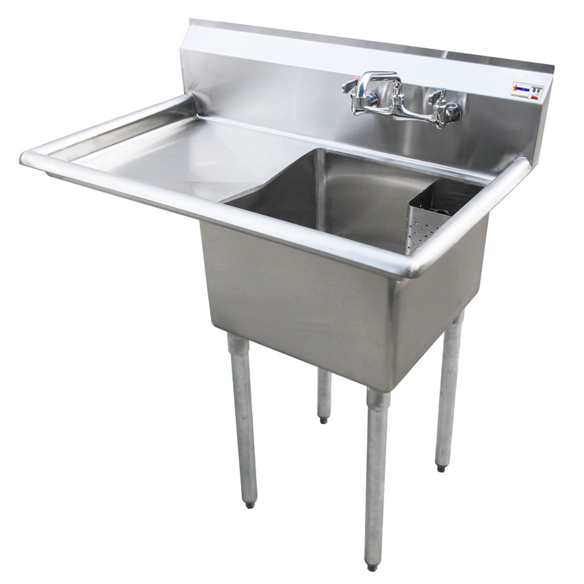 18″ x 21″ x 14″ One Tub Sink with 1.8″ Corner Drain and Left Drain Board