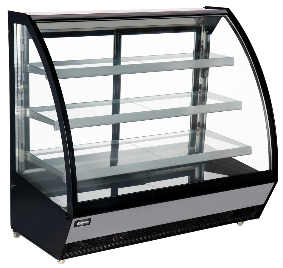 48″ Refrigerated Floor Showcase with Curved Glass, 22cu.ft. (633L) Capacity – 110V, 650W