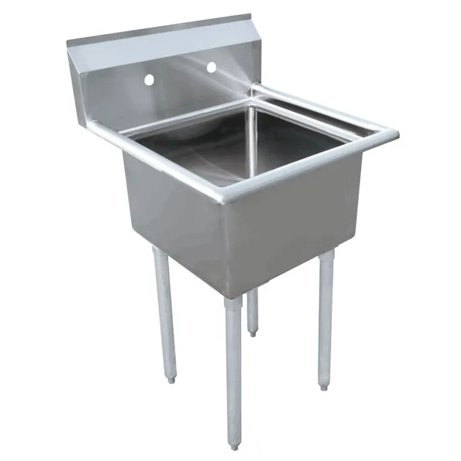 23″ x 26 1/2″ x 44″ Overall (18″ x 21″ x 14″ Tub) 18-gauge stainless steel One Tub Sink with 1.8″ Corner Drain Without Drainboard