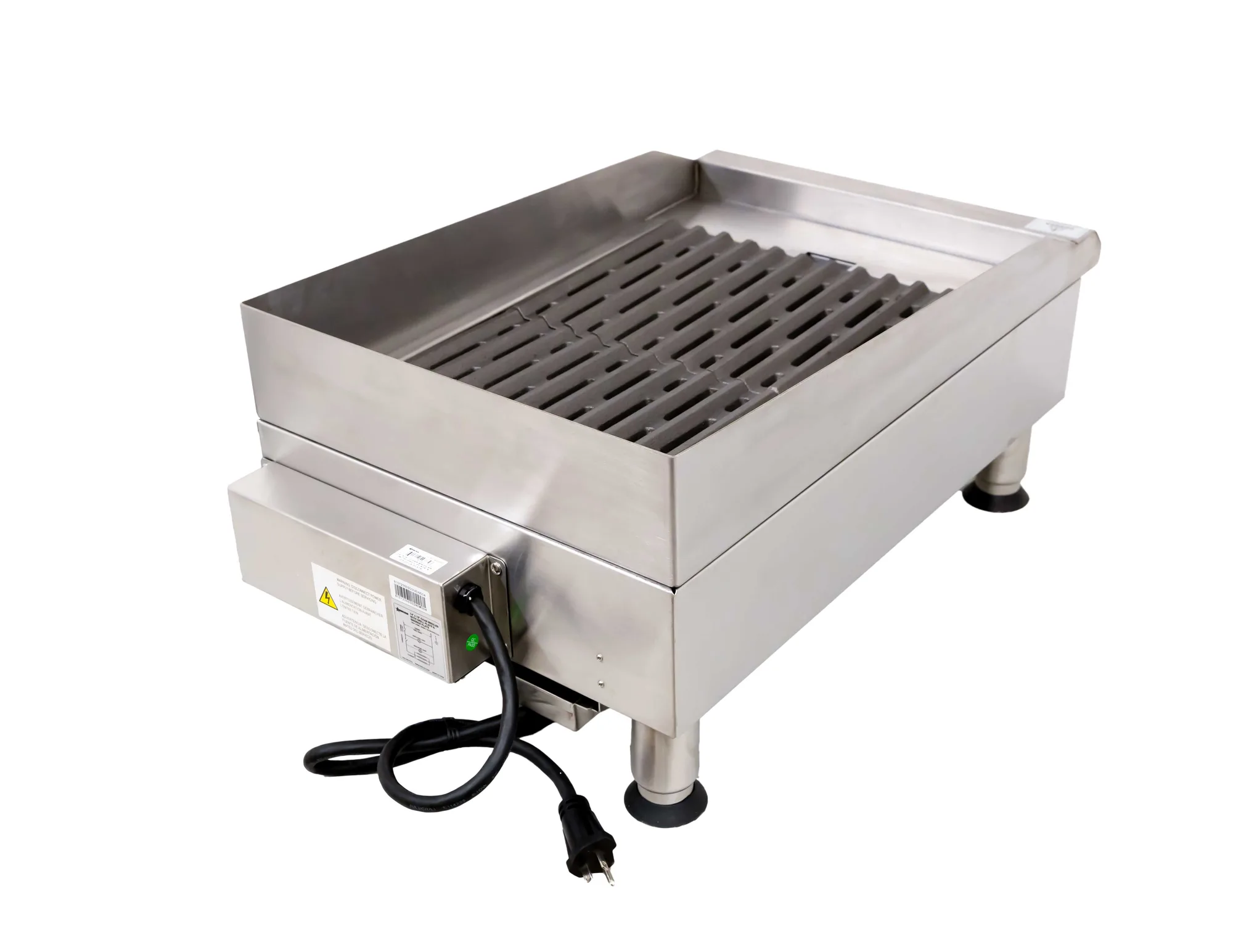 14″ Electric Charbroiler with Grill and Griddle Plate Attachments – 3.6 kW, 240 V