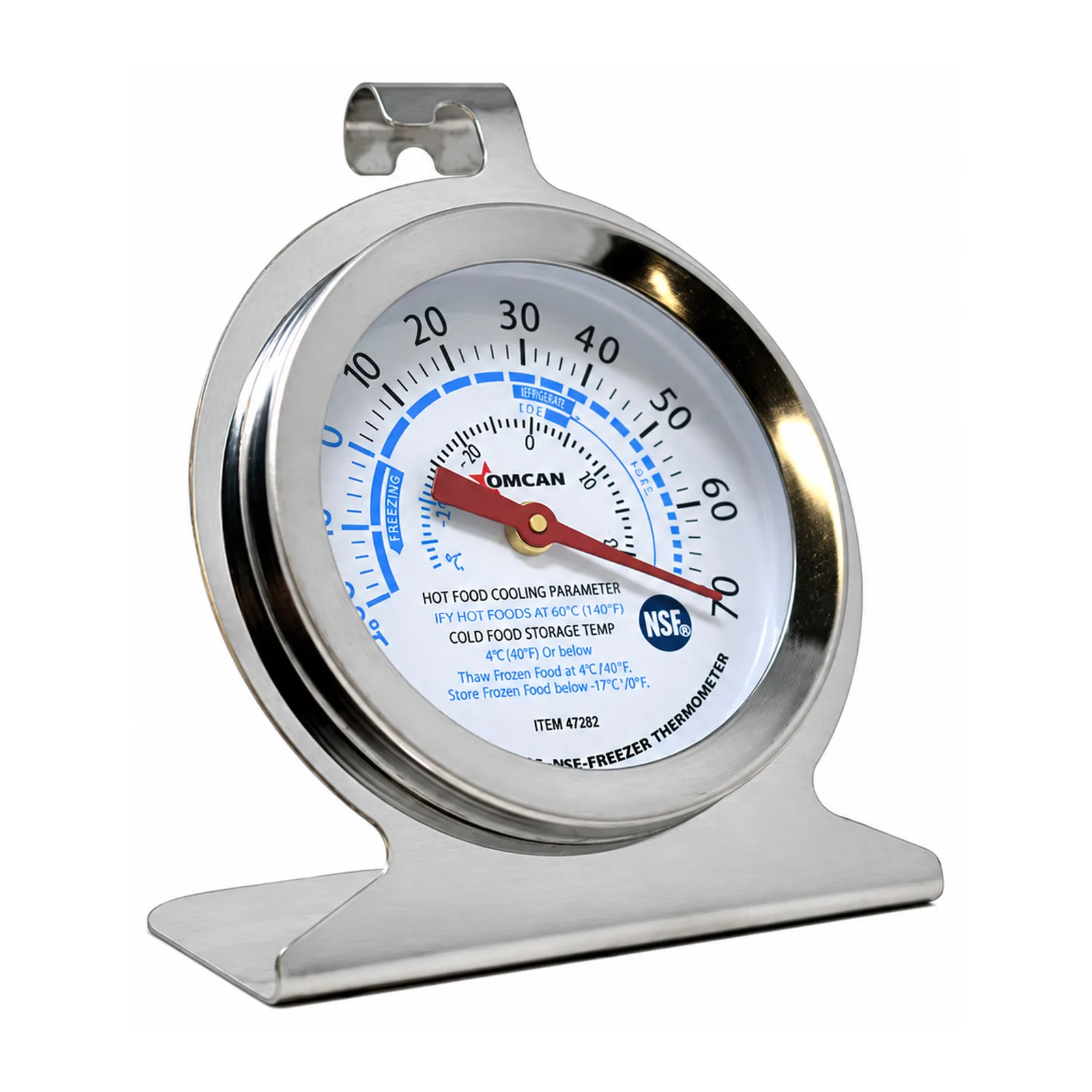 Refrigeration Thermometer with Hanging Hook and Built-in Standing Panel