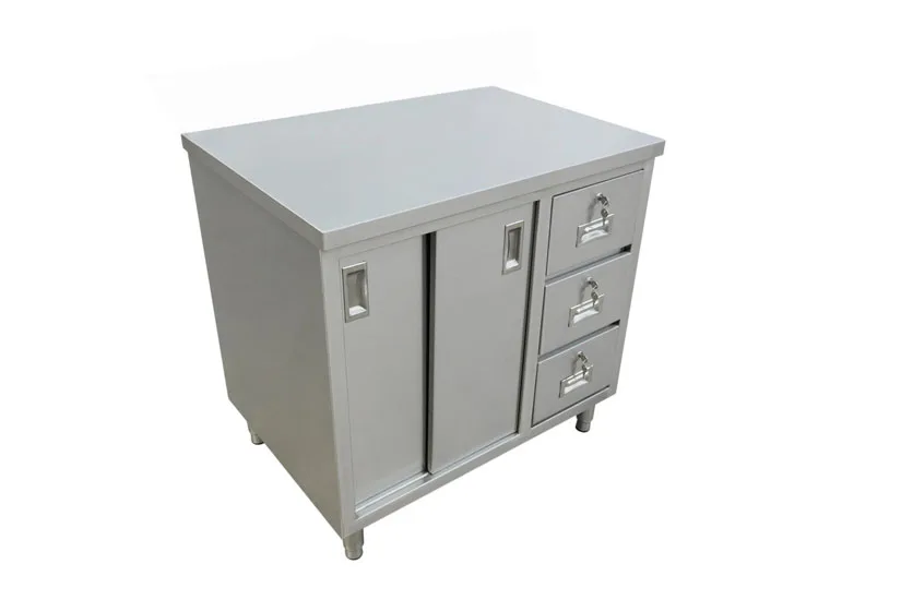 30″ x 48″ Stainless Steel Worktable With Cabinets And Drawers