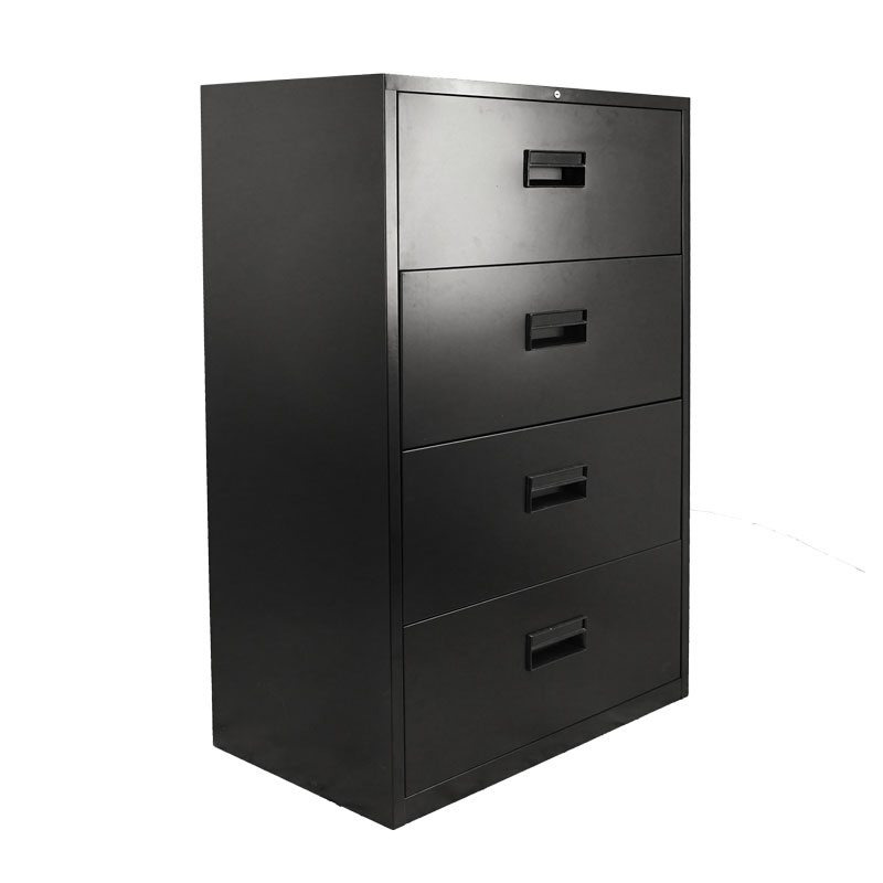 Black Legal Lateral File Cabinet with Four Drawers – 36″ Wide