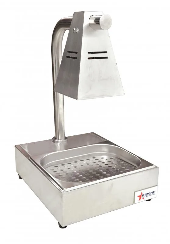 Commercial Fry Dump Holding Station Portable Electric Food Warmer One Infrared Bulb Freestanding with Tray – 275 W, 110 V