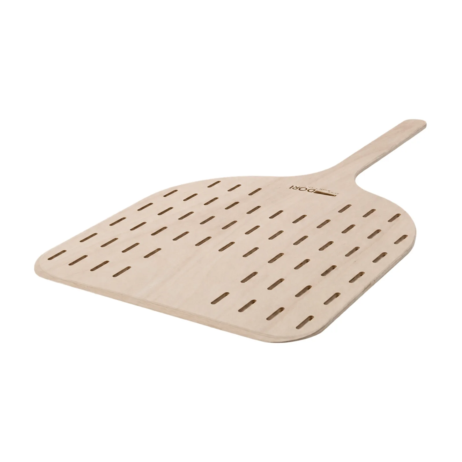 Linea Dori 20″ Beech Wood Perforated Pizza Peel with Short Handle, 35.5″ Total Length