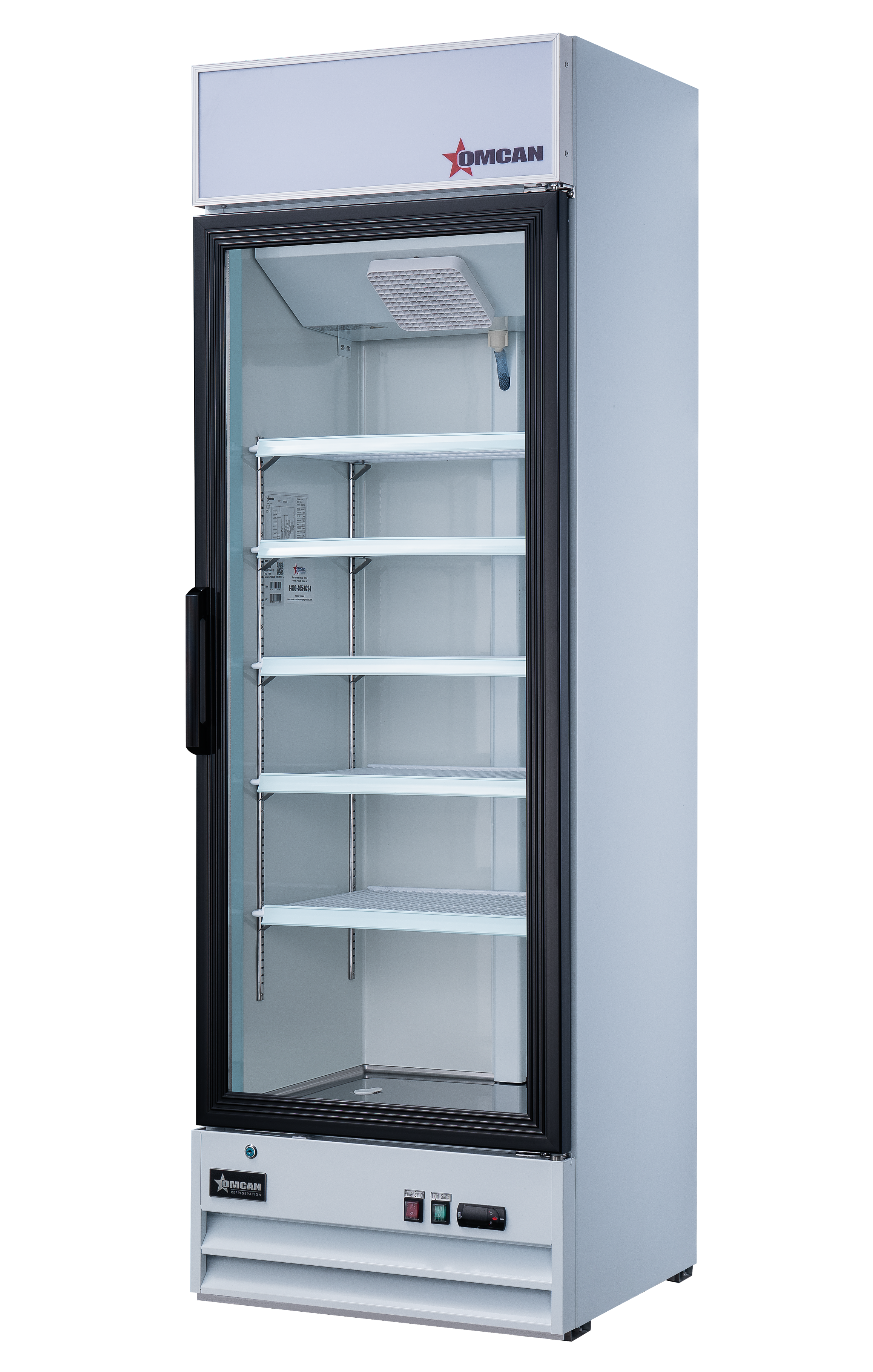 26″ One (1) Glass Door Display Refrigerator with Lightbox, 14 cu.ft. (396 L), White