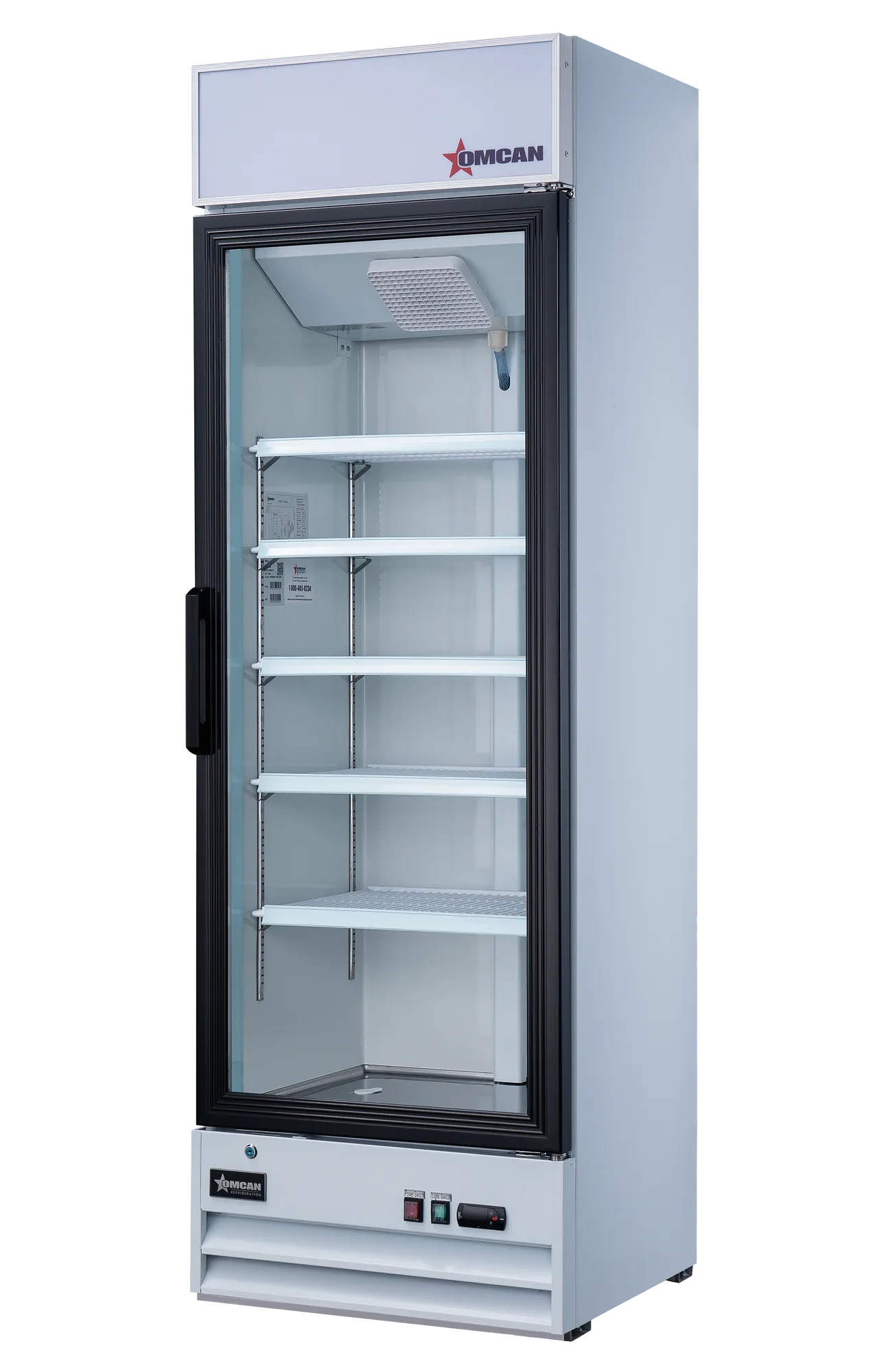 26″ One (1) Glass Door Display Refrigerator with Lightbox, 14 cu.ft. (396 L), White