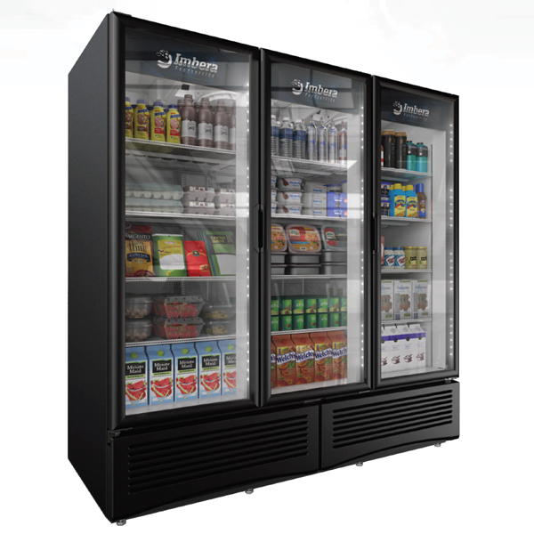 79" Three Glass Door Swing Refrigeration with 71 cu. ft. capacity