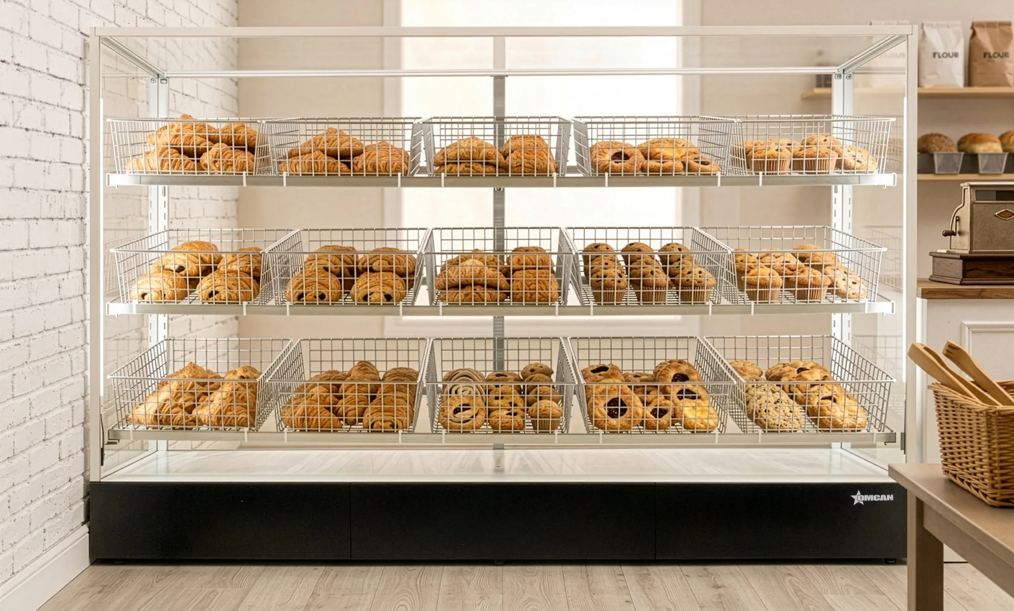 Ambient Display Case 74″, 15 Baskets, Warm White