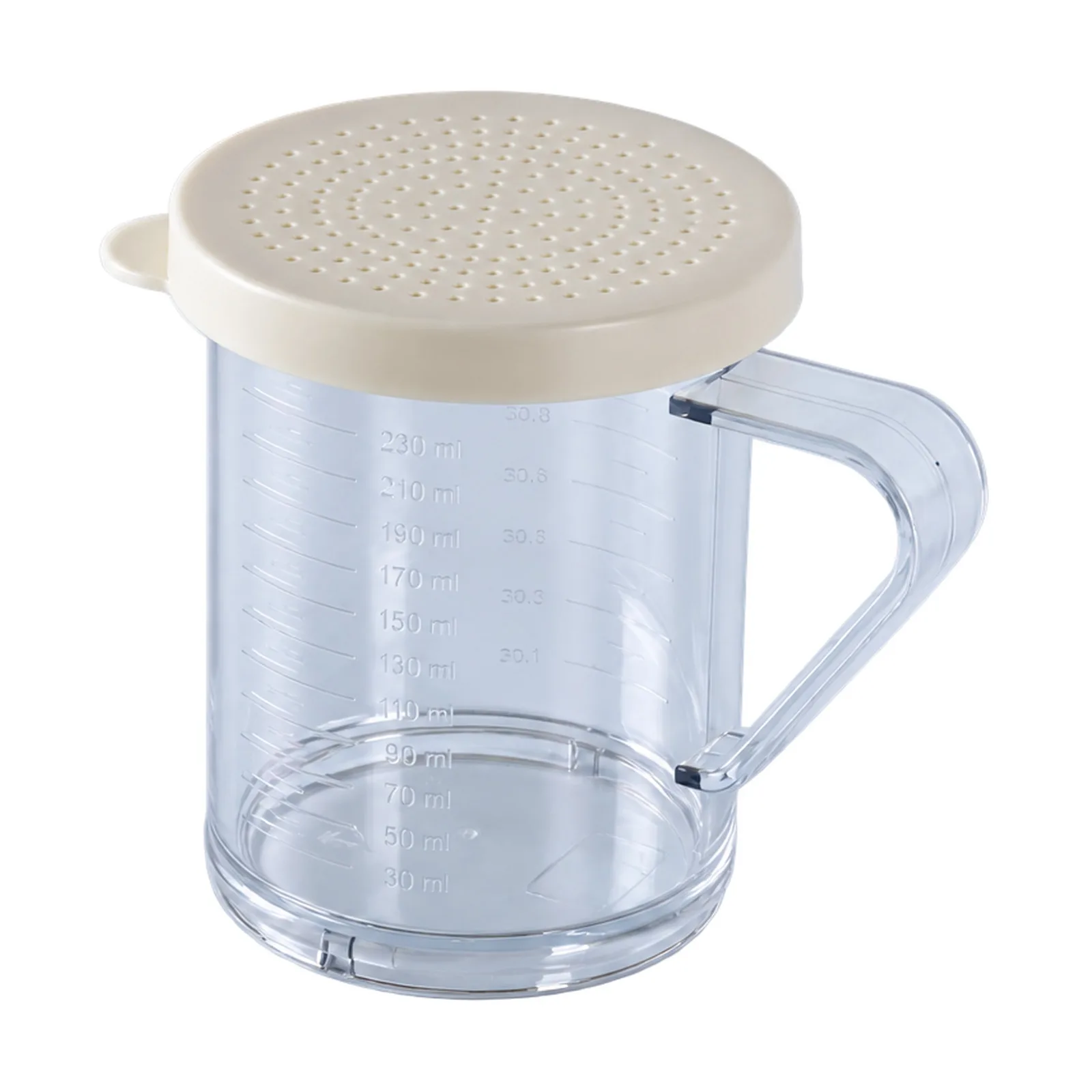 10 oz Polycarbonate Dredge with Beige Lid & 1.2 mm Hole for Finely Ground Products NSF