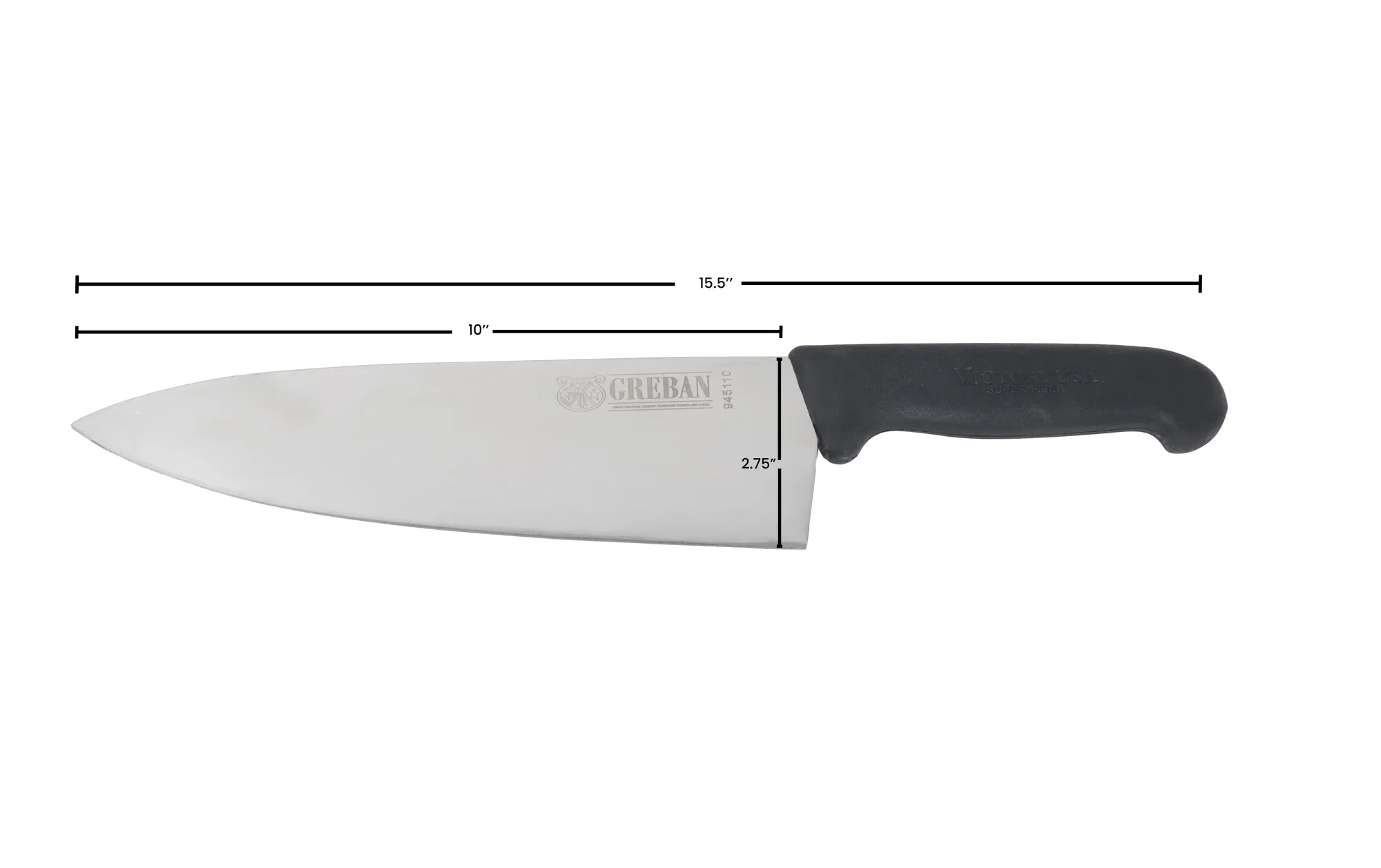10″ Medium Cook Knife with Black Super Fiber Handle