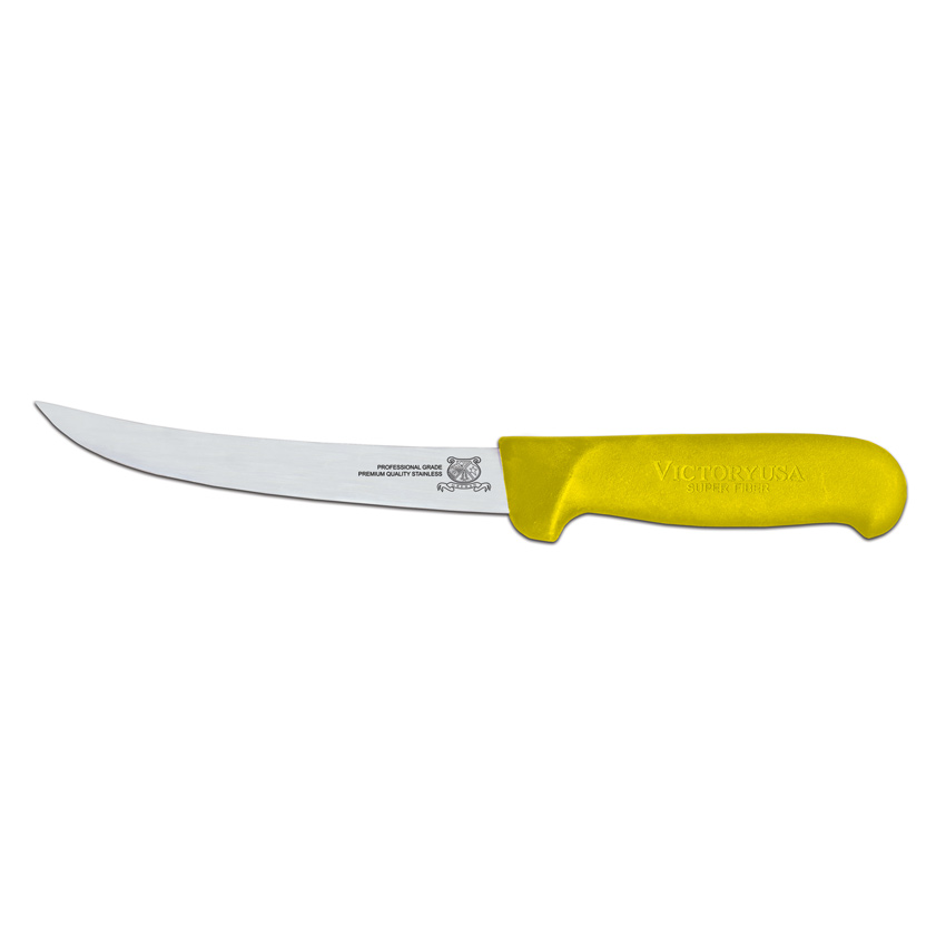 6-inch Curved Blade Boning Knife with Yellow Super Fiber Handle