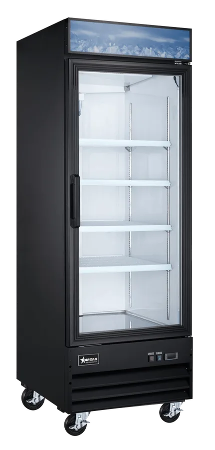 31″ One (1) Glass Door Display Freezer, 23 cu. ft. (648 L), Black