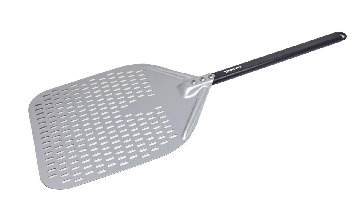 35-3/7” Perforated Aluminum Pizza Peel with 11-4/5” x 15-3/4” Rectangular Blade